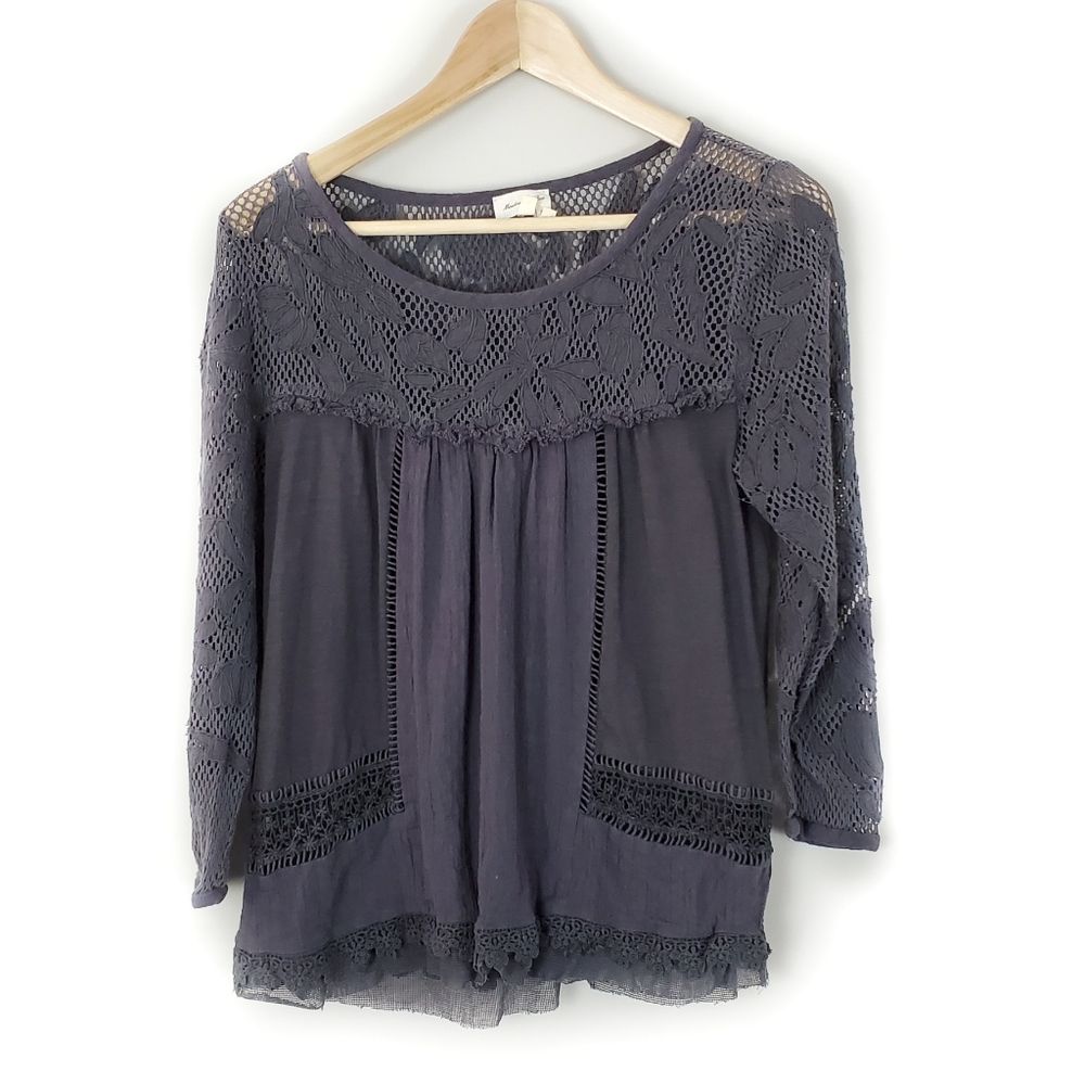 Anthro Meadow Rue Floral Lace Top Size Medium